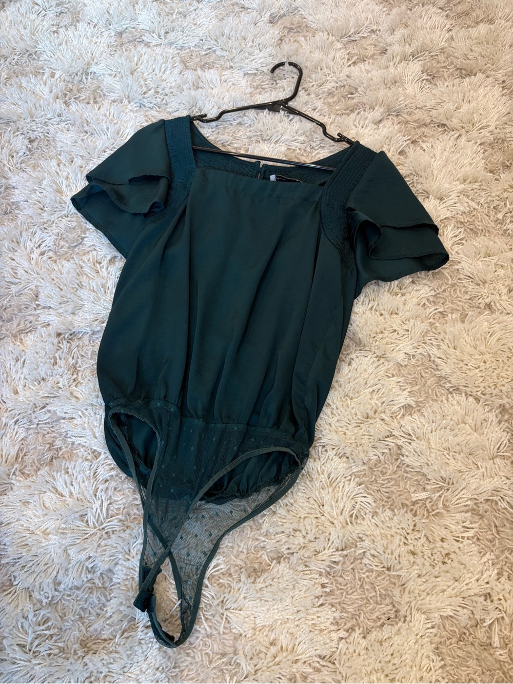 Dark Green Square-Neck Bodysuit